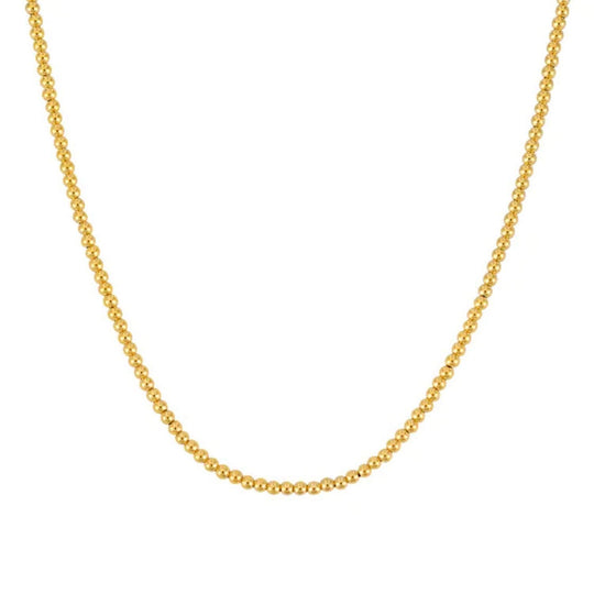 14K yellow gold bead chain necklace with 3mm rounded gold beads