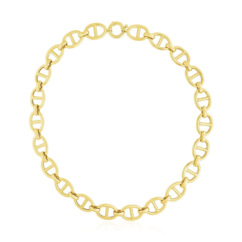 14k Yellow Gold High Polish Oval Mariner Link Necklace (13.8mm) 14K yellow gold oval mariner link necklace with high-polish finish