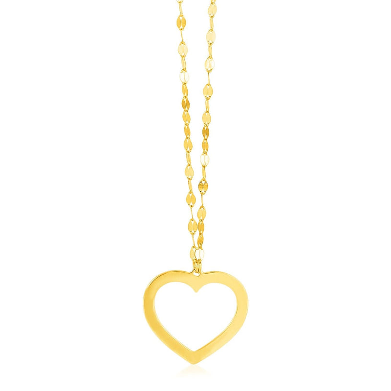 14k Yellow Gold Necklace with Reversible Heart Pendant Product Image