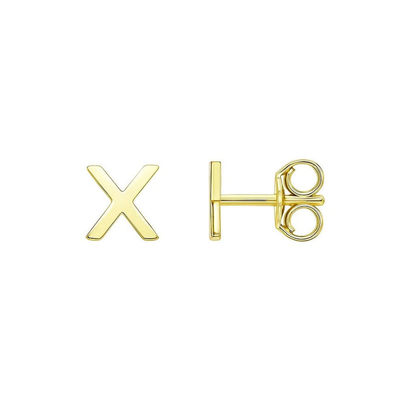 14K Yellow Gold Yours Truly Initial X Stud Earrings 14K yellow gold initial X stud earrings in polished finish