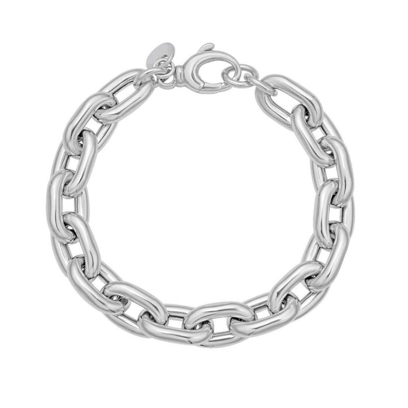 Sterling Silver Rhodium Plated Oval Link Bracelet 925 rhodium plated sterling silver oval link bracelet with secure clasp