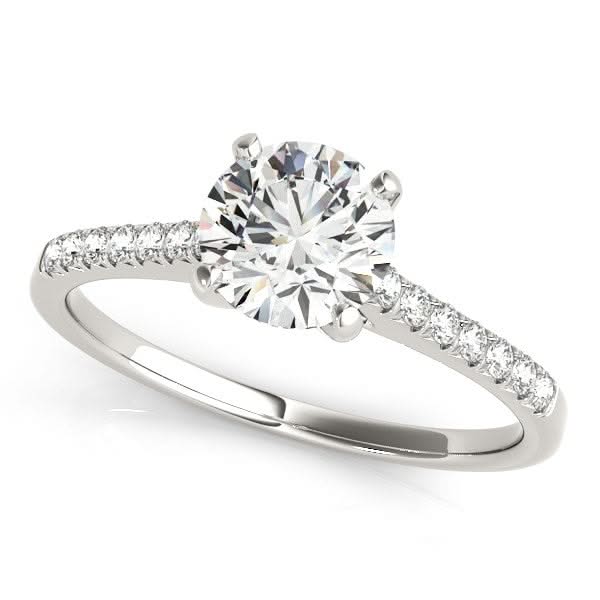 14k White Gold Single Row Scalloped Set Diamond Engagement Ring (1 1/8 cttw) Product Image