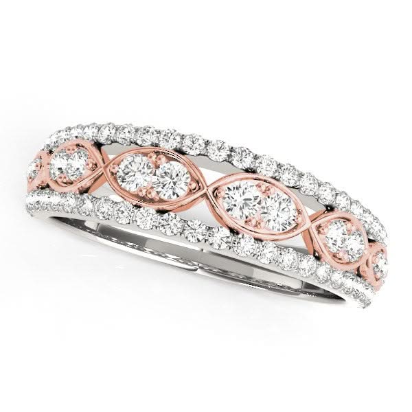 14k White And Rose Gold Double Diamond Infinity Design Band (3/8 cttw) 14K rose and white gold infinity ring with round diamond stones