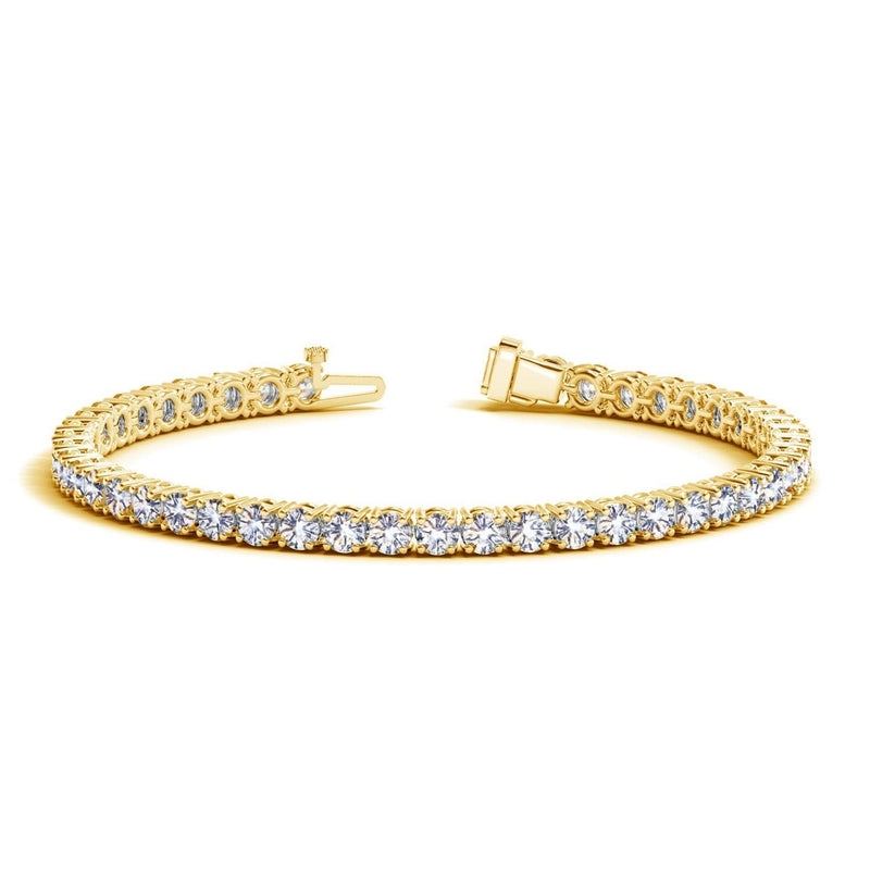 Lab Grown Round Diamond Tennis Bracelet in 14k Yellow Gold (8 cctw F/G VS2/SI1) 14K yellow gold tennis bracelet with round diamond stones in a linked line