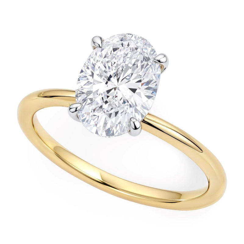 2 Carat Oval Lab Grown IGI G/VS1 Diamond Solitaire Ring in 10K Yellow Gold 10K yellow gold ring with 1 oval lab grown diamond solitaire