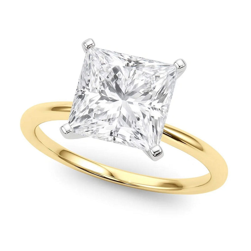 5 Carat Princess Lab Grown IGI G/VS1 Diamond Solitaire Ring in 14K Yellow Gold 14K yellow gold ring with 1 princess diamond stone in solitaire setting