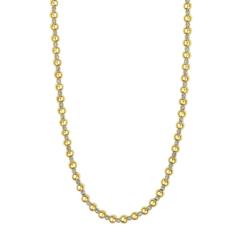 Two Tone Beaded Chain Necklace in 14K Gold 14K two-tone gold beaded chain necklace in yellow and white gold