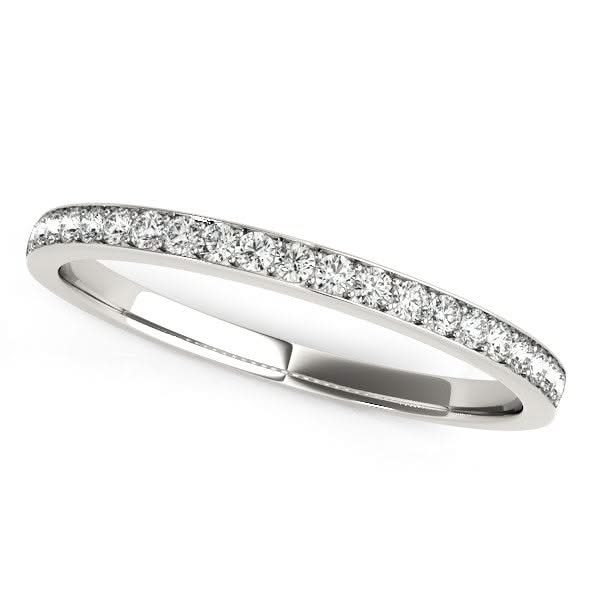 14k White Gold Prong Setting Round Diamond Wedding Band (1/5 cttw) 14K white gold ring with round diamond stones in prong settings