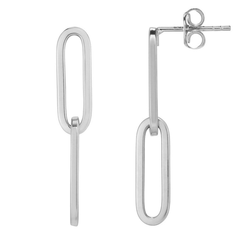 14K White Gold Double Link Paperclip Drop Earrings 14K white gold double link paperclip drop earrings with polished open ovals
