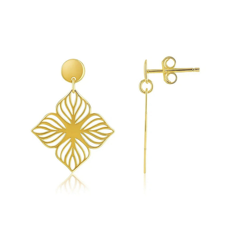 14K Yellow Gold High Polish Flower Cutout Earrings 14K yellow gold flower cutout ring with high polish finish