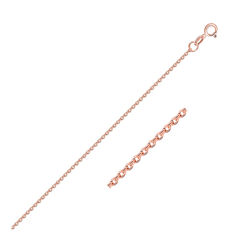 18k Rose Gold Diamond Cut Cable Link Chain (1.10 mm) 18K rose gold cable link chain with diamond-cut faceted links, 1.10 mm