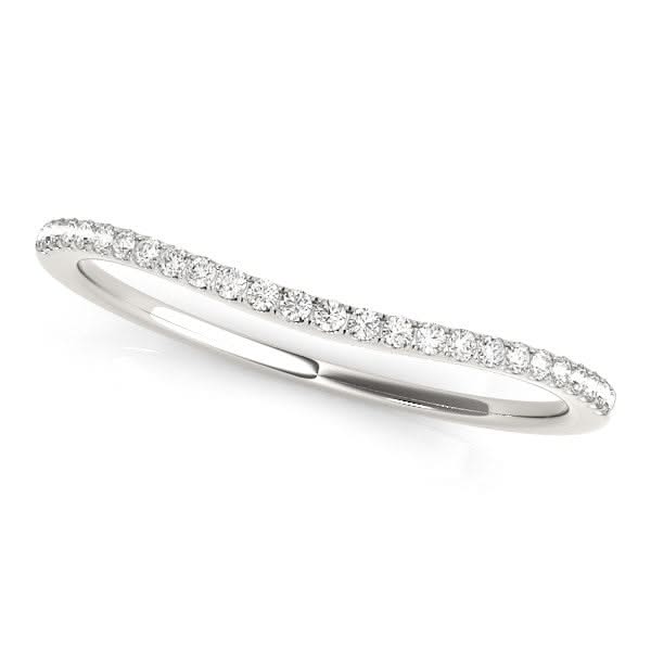 14k White Gold Pave Style Setting Curved Diamond Wedding Band (1/10 cttw) 14K white gold curved wedding band with pave round diamond stones