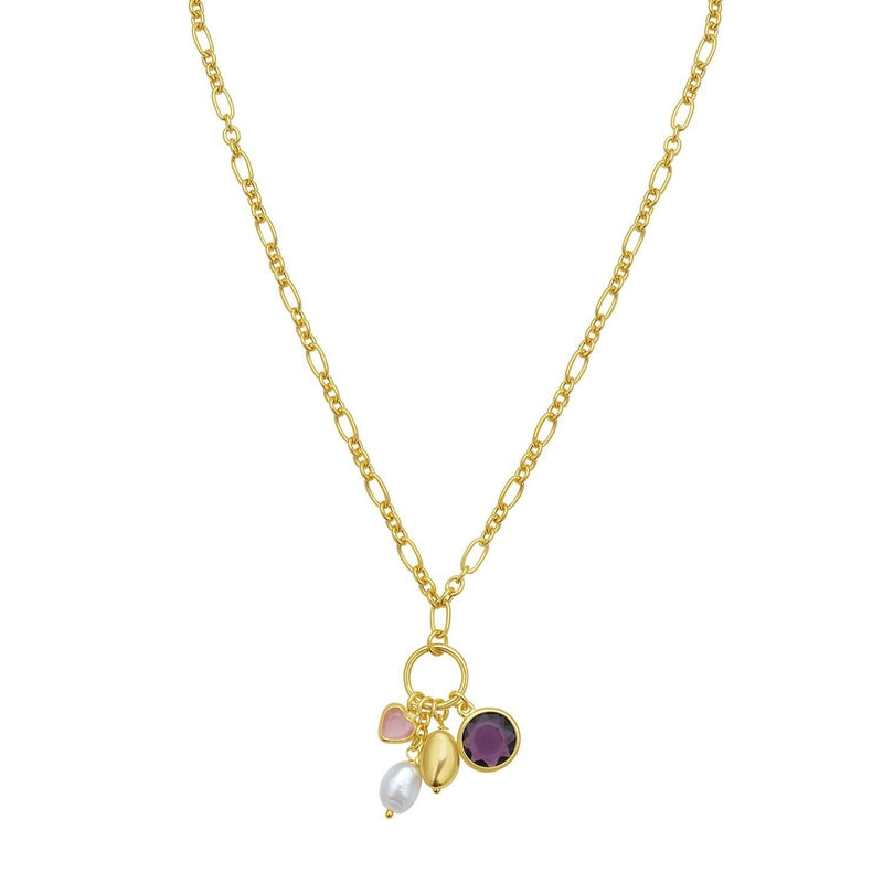 Sterling Silver Rhodium Plated Cubic Zirconia Charm Necklace Sterling silver rhodium plated charm necklace with cubic zirconia stone