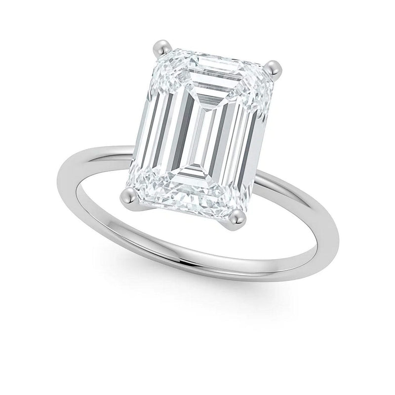 5 Carat Emerald Lab Grown IGI G/VS1 Diamond Solitaire Ring in 10K White Gold 10K white gold ring with 5 carat solitaire lab grown diamond center stone