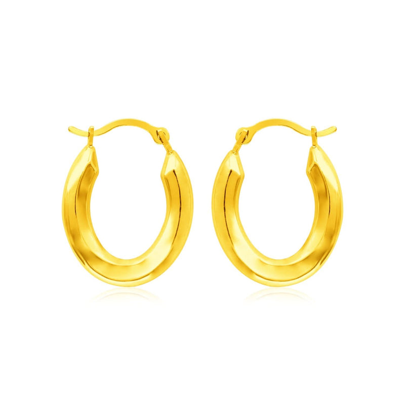 14k Yellow Gold Polished Oval Hoop Earrings 14K yellow gold oval hoop earrings with polished finish and no stones