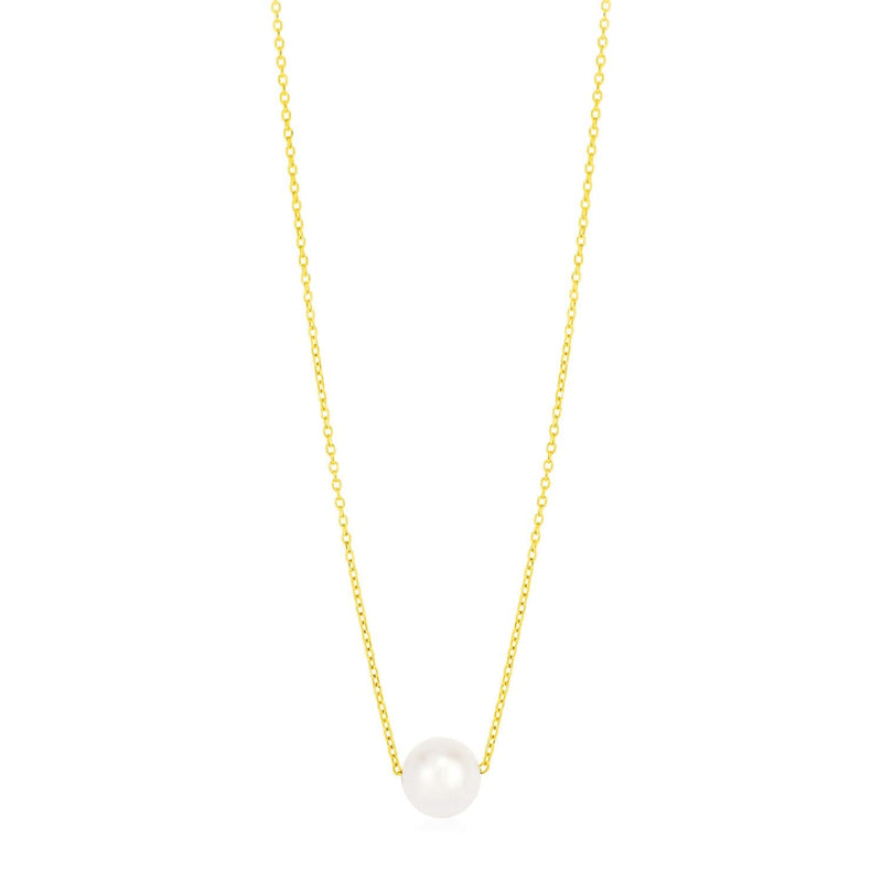 14k Yellow Gold 7mm Pearl Solitaire Necklace Product Image