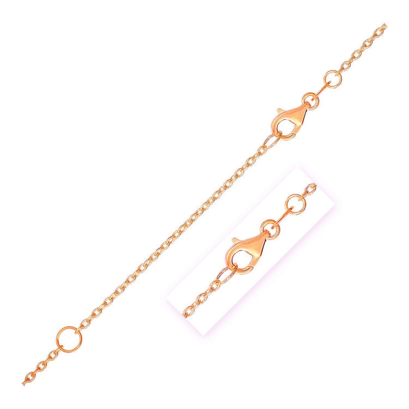 Extendable Cable Chain in 14k Rose Gold (1.50 mm) 14K rose gold cable chain with 1.50 mm interlocking oval links