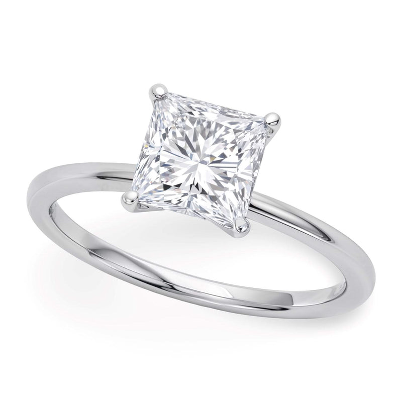 1.50Ct Princess Lab Grown IGI G/VS1 Diamond Ring in 14K White Gold 14K white gold ring with 1 princess diamond stone