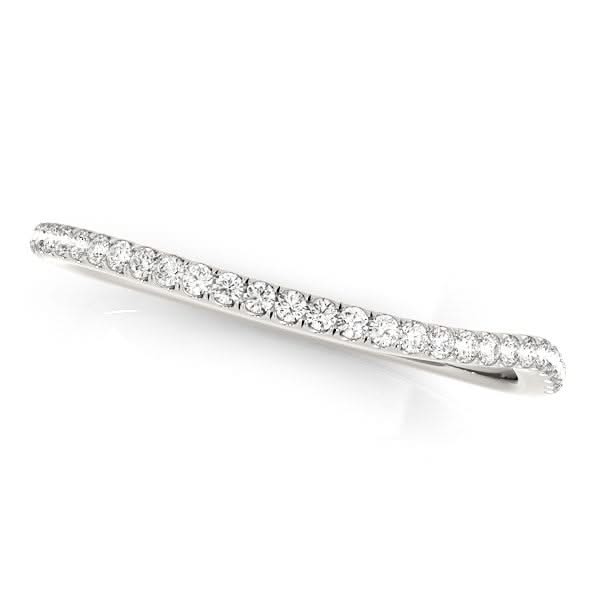 14k White Gold Slim Curved Diamond Wedding Ring (1/10 cttw) 14K white gold ring with curved row of round diamond stones