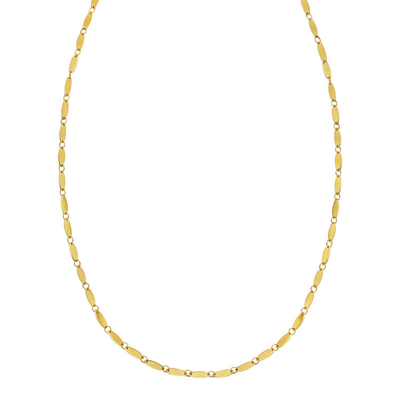 14K Yellow Gold Flat Pebble Link Necklace (2.50 mm) 14K yellow gold flat pebble link necklace, 2.50 mm width, no stones