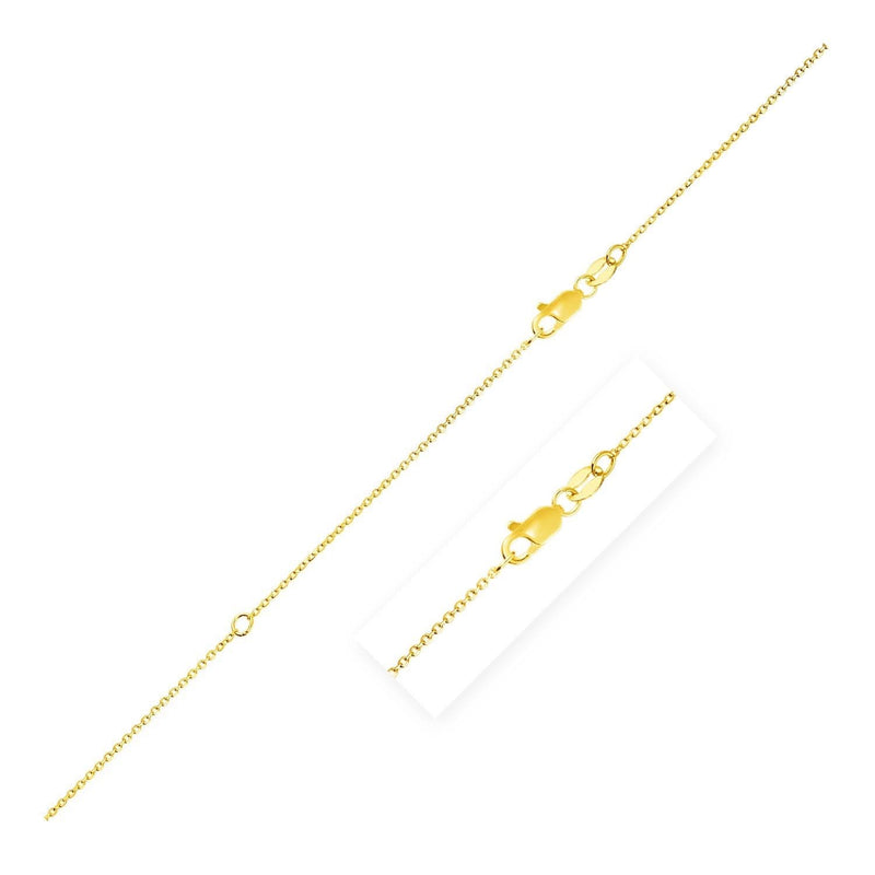 Extendable Cable Chain in 10k Yellow Gold (0.87 mm) 10K yellow gold cable chain with fine 0.87 mm interlocking oval links