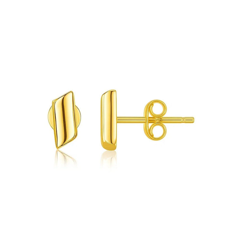 14k Yellow Gold Polished Rectangular Post Earrings Product Image