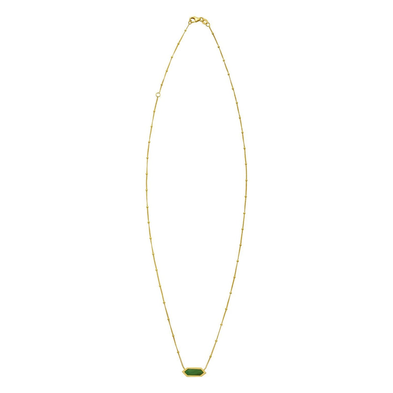 14K Yellow Gold Hexagon Malachite Pendant Necklace 14K yellow gold hexagon pendant necklace with green malachite stone