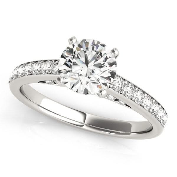 14k White Gold Single Row Prong Set Diamond Engagement Ring (1 3/8 cttw) Product Image