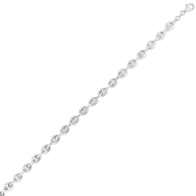 Sterling Silver Rhodium Plated Lite Puffed Mariner Chain (7.80 mm) 925 rhodium plated sterling silver puffed mariner chain, 7.80 mm width
