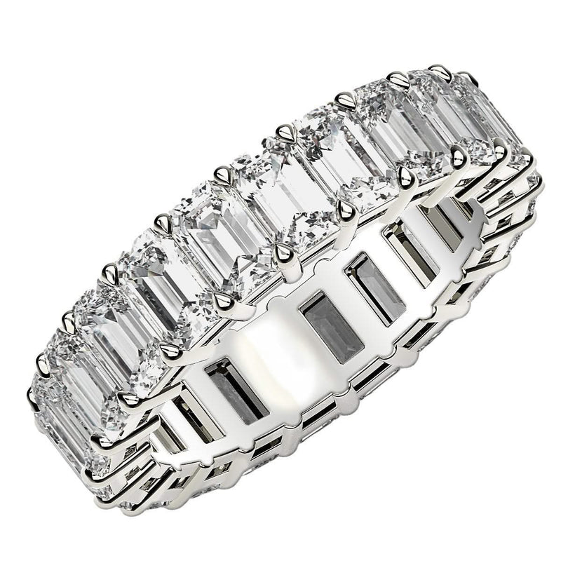 Emerald Cut Lab Grown Diamond Eternity Ring in 14k White Gold (6 cttw FG/VS2) 14K white gold eternity ring with emerald cut diamond stones