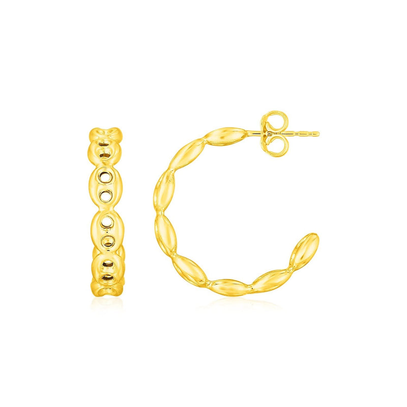 14K Yellow Gold Hoop Mariner Chain Earrings 14K yellow gold hoop earrings with mariner chain link design