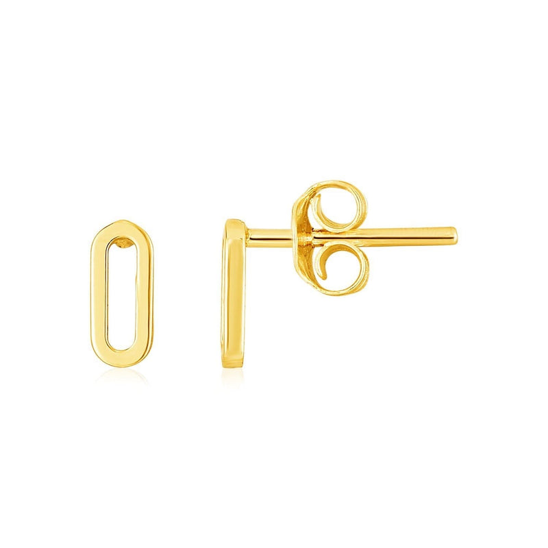 14k Yellow Gold Paperclip Link Stud Earrings 14K yellow gold paperclip link stud earrings with open oval links