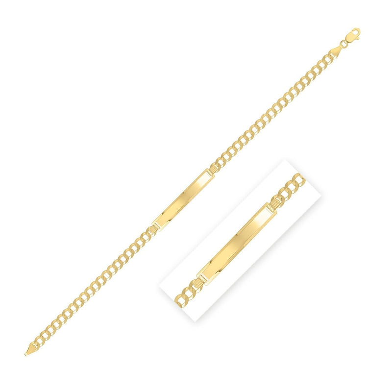 14k Yellow Gold Curb ID Bracelet (4.70 mm) 14K yellow gold curb ID bracelet with engravable center plate, 4.70 mm width