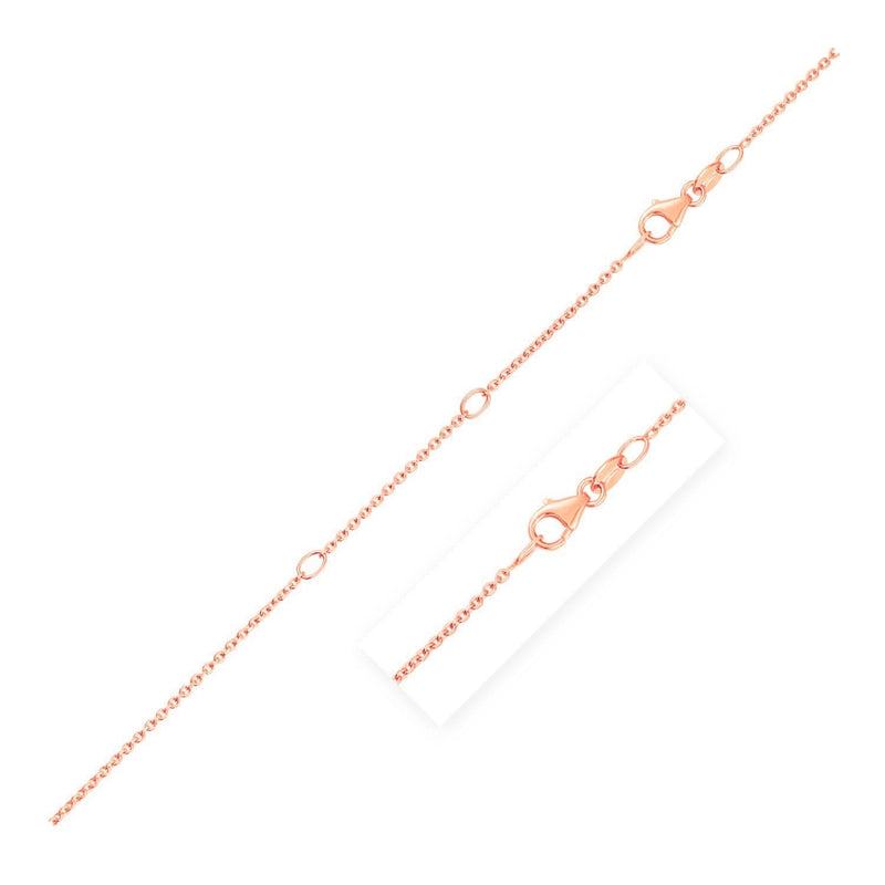 Double Extendable Diamond Cut Cable Chain in Rose Gold (1.10 mm) Rose gold cable chain with diamond-cut finish and double extendable clasp