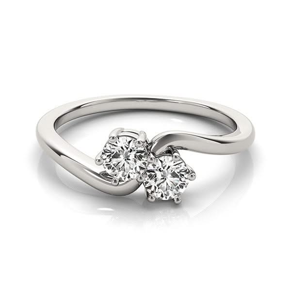 Solitaire Two Stone Diamond Ring in 14k White Gold (1/2 cttw) Product Image