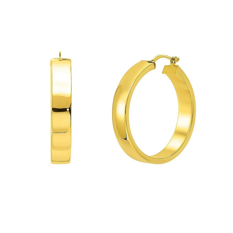 Large Tube Shaped Hoop Earrings in 14K Yellow Gold 14K yellow gold tube shaped hoop earrings with polished finish