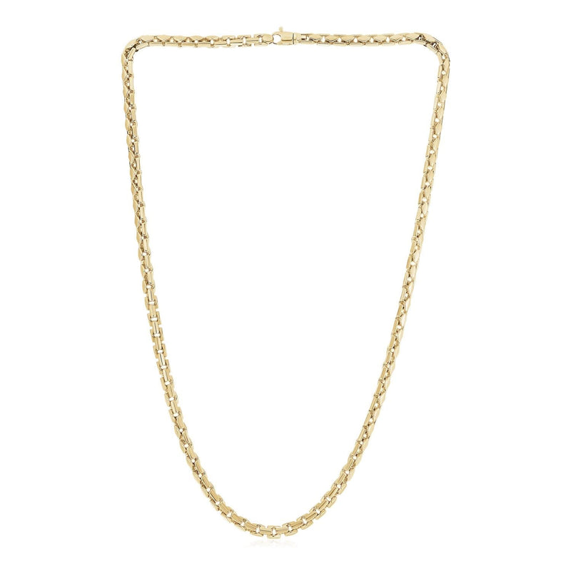 14k Yellow Gold High Polish Mens Fancy Box Necklace (5.0mm) 14K yellow gold mens fancy box chain necklace with high polish finish, 5.0mm