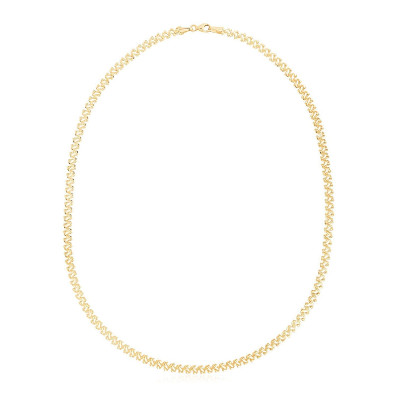 14k Yellow Gold High Polish The Textured Fancy Chain Necklace (4mm) 14K yellow gold textured fancy chain necklace 4mm with high polish finish
