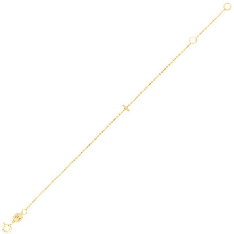 14K Yellow Gold Mini Initial I Bracelet 14K yellow gold mini initial I bracelet on a fine cable chain