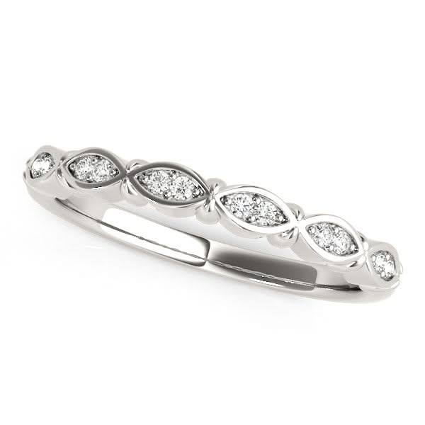 14k White Gold Unique Infinity Design Diamond Wedding Band (1/10 cttw) 14K white gold ring with infinity design diamond stones