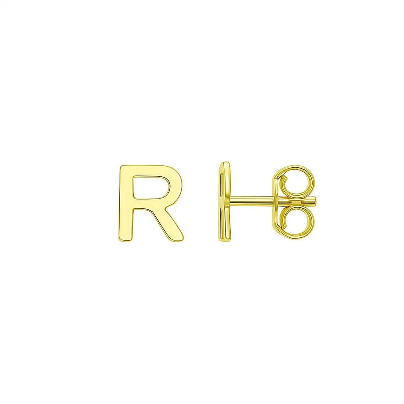14K Yellow Gold Yours Truly Initial R Stud Earrings 14K yellow gold initial R stud earrings in polished solid gold