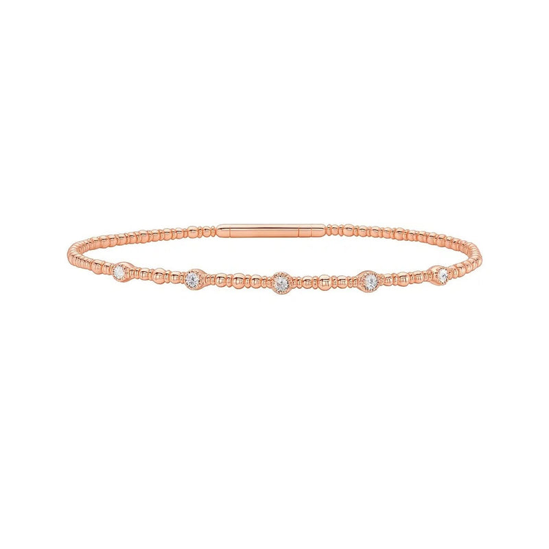 Classic 14K Rose Gold Beaded Bracelet 14K rose gold beaded bracelet with rounded polished beads and secure clasp