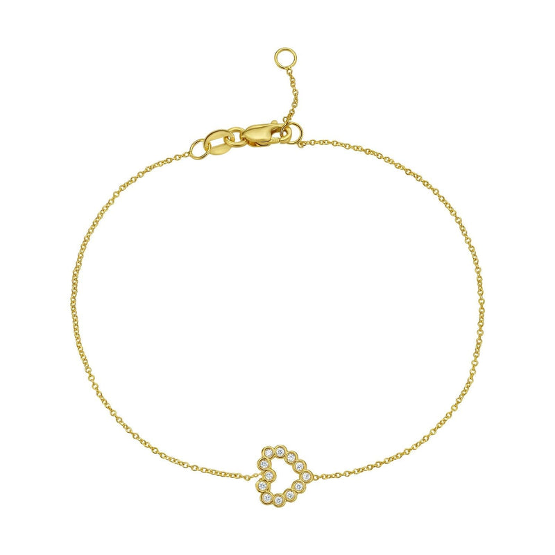 Elegant 14k Yellow Gold Petite Diamond Heart Bracelet 14K yellow gold bracelet with petite heart diamond stones
