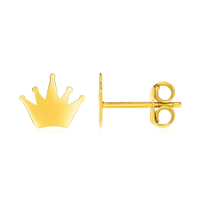 14k Yellow Gold Post Earrings with Crowns Product Image
