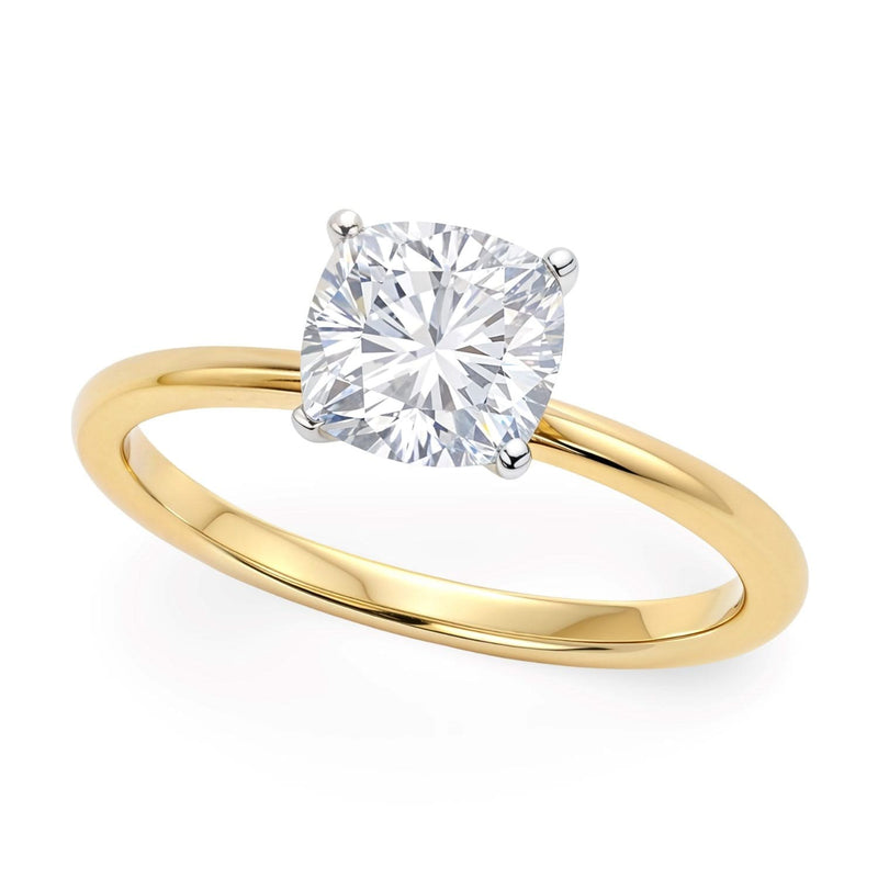 1 Carat Cushion Lab Grown IGI G/VS1 Diamond Solitaire Ring in 10K Yellow Gold 10K yellow gold ring with 1 cushion diamond solitaire stone