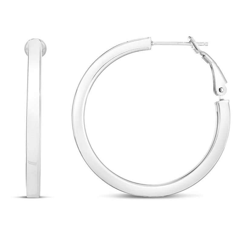 Sterling Silver Flat Wide Hoop Earrings 925 sterling silver flat wide hoop earrings with polished continuous band