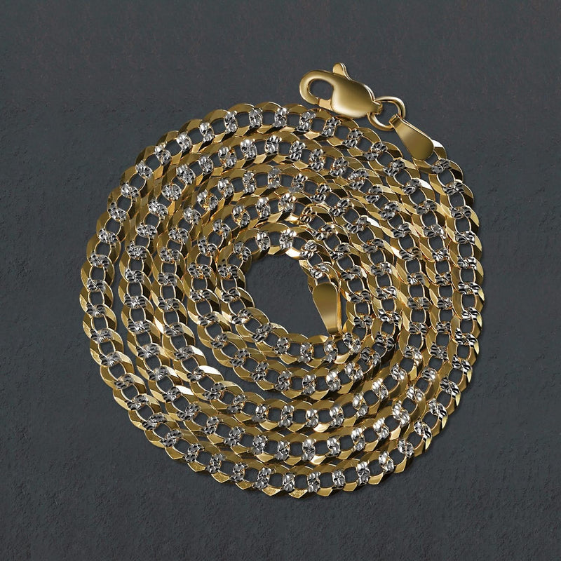 14k Two Tone Gold Pave Curb Chain (3.60 mm) Product Image
