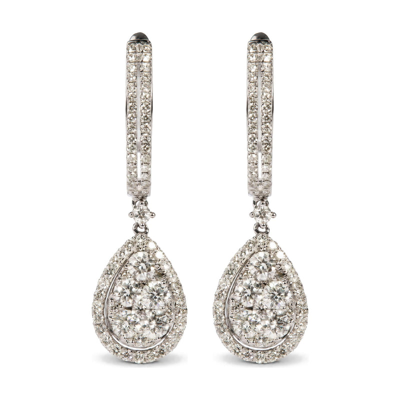 14K White Gold 1 5/8 Cttw Diamond Pear Shape Drop Earring