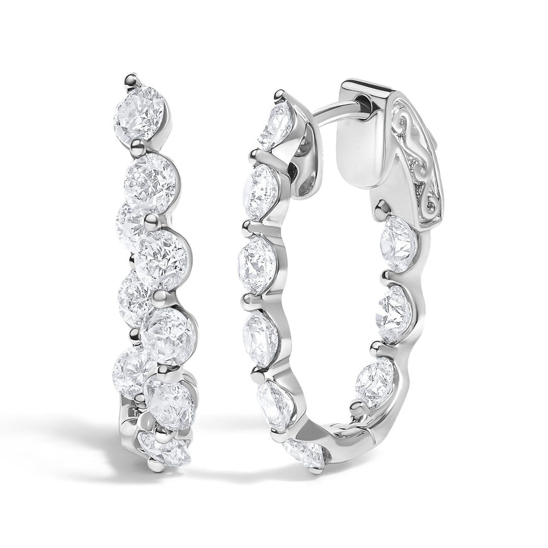 14K White Gold 3 3/4 Cttw Graduating Diamond Oval Hoop Earrings 14K White Gold 3 3/4 Cttw Graduating Diamond Oval Hoop Earrings-0