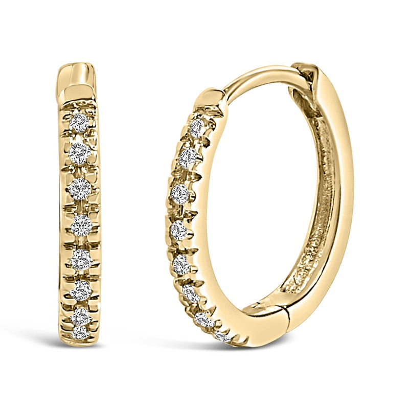 14K Gold 1/5 CTW Diamond Huggie Hoop Earrings 14K gold huggie hoop earrings with a row of round diamond stones